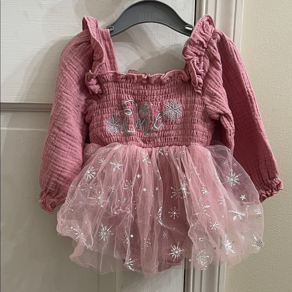 Pink Baby Romper with Tulle Skirt